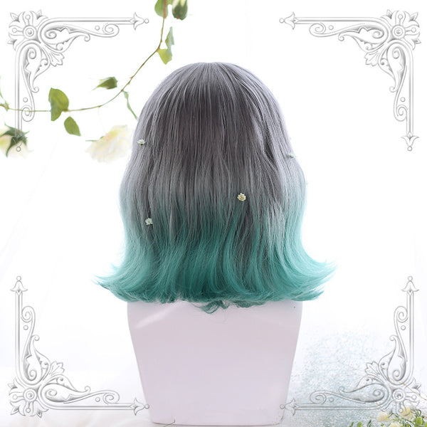 Harajuku gray-green gradient wig YC21658