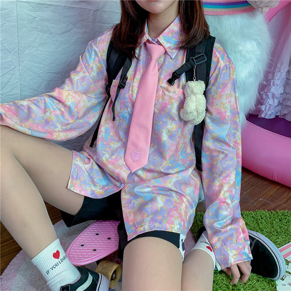 Gradient Unicorn Long Sleeve Shirt YC22017