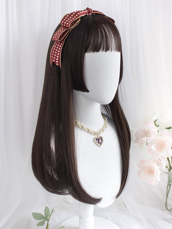 Harajuku Black Brown Long Straight Hair Wig YC24331