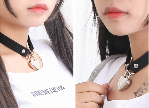 Harajuku pu leather love lock collar YC20192