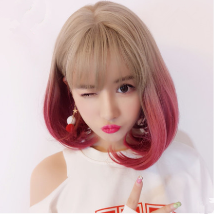 Lolita COS brown red  gradient wig (gift Hair net) YC20307