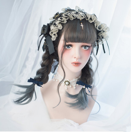 Lolita grey-blue gradient wig YC20322