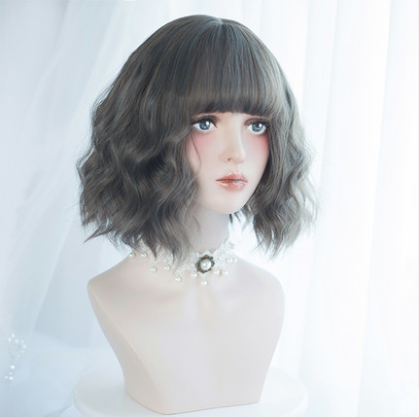 Harajuku Lolita cos dark short hair wig YC20326