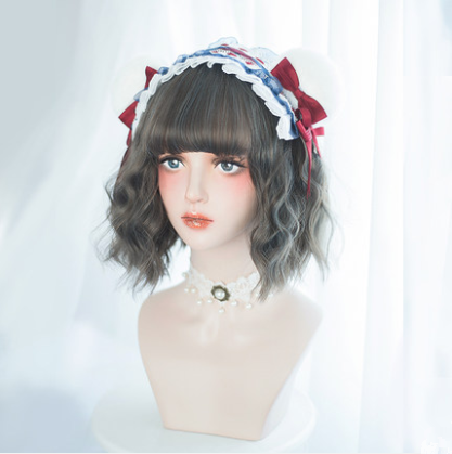 Harajuku Lolita cos dark short hair wig YC20326