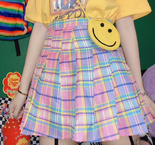 Lolita Gradient Pink Plaid Skirt   YC21397
