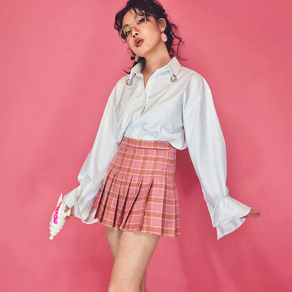 Lolita College style high waist plaid skirt   YC21399