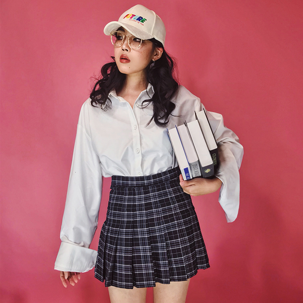 Lolita College style high waist plaid skirt   YC21399