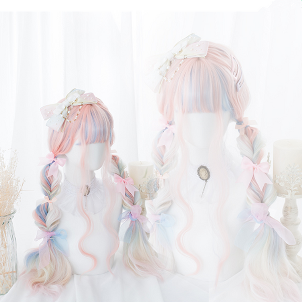 Harajuku  macaron double horsetail wig     YC21413