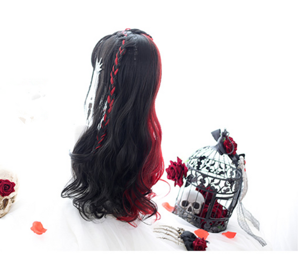Lolita red and black colorblock wig     YC21439