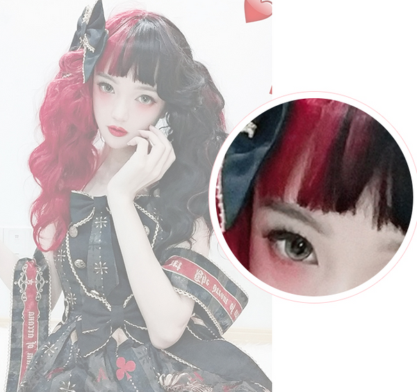 Lolita red black wool roll wig YC21511