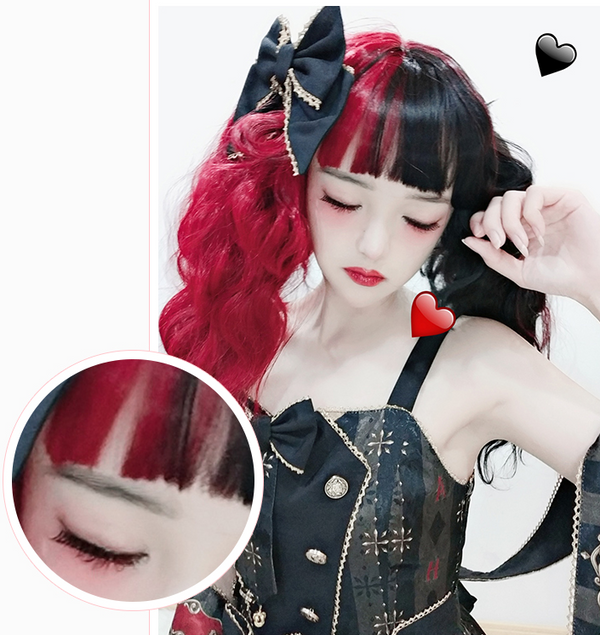 Lolita red black wool roll wig YC21511