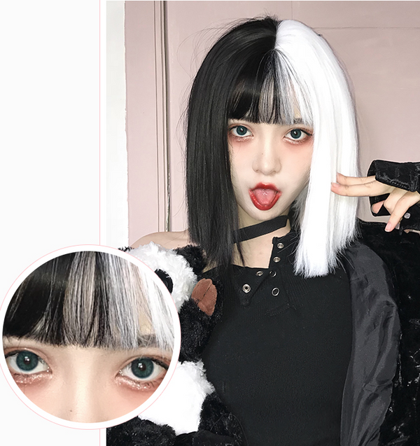 Lolita black + white stitching wig YC21539