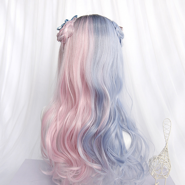Lolita blue pink stitching wig YC21665
