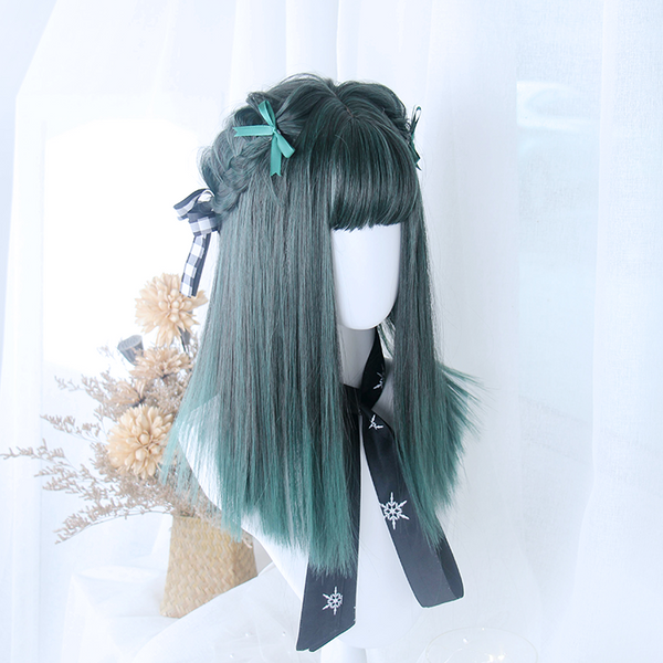 Lolita black green wig yc22220