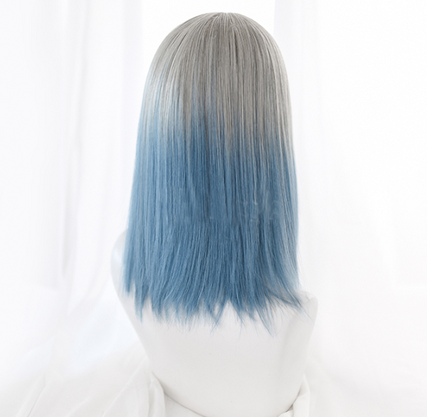 Lolita blue and gray gradient wig yc22280