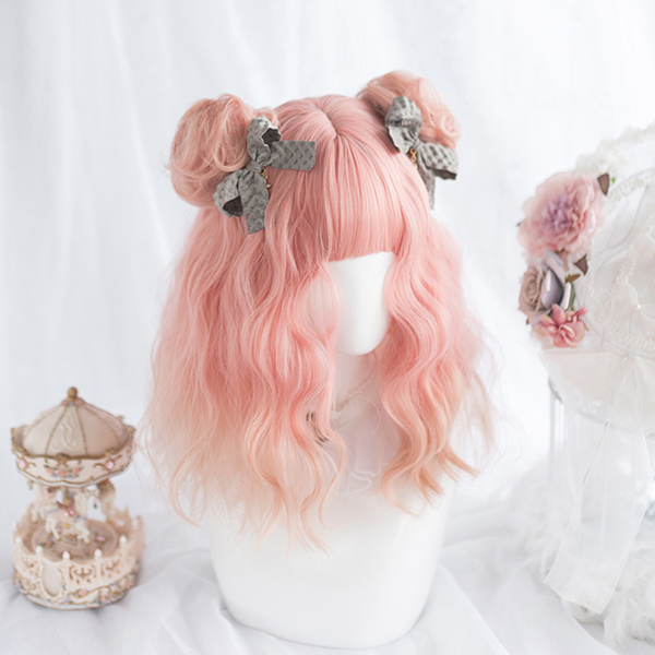 Lolita pink gradient wig + hair bag yc22380
