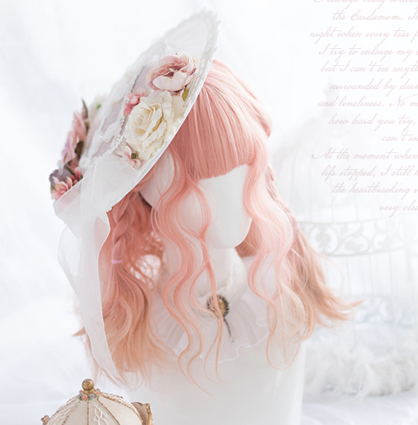 Lolita pink gradient wig + hair bag yc22380