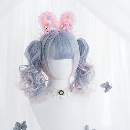 Blue pink double ponytail wig yc22500