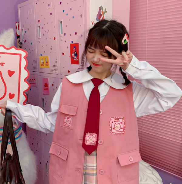 Japanese cute pink tie yc22701
