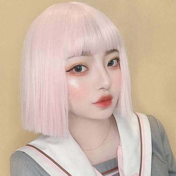 Lolita yellow/green/pink straight short hair wig yc22716