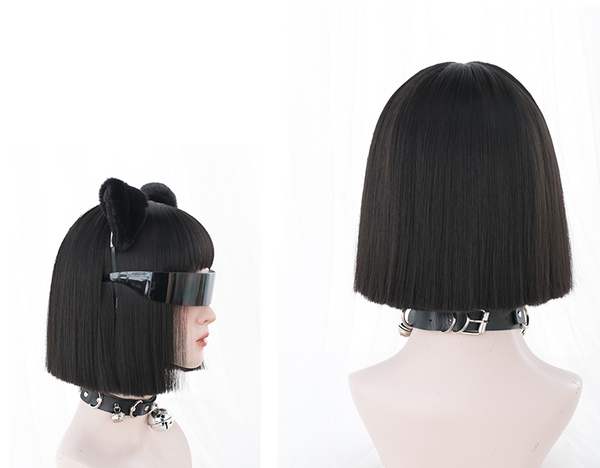 Harajuku black short hair wig yc22760