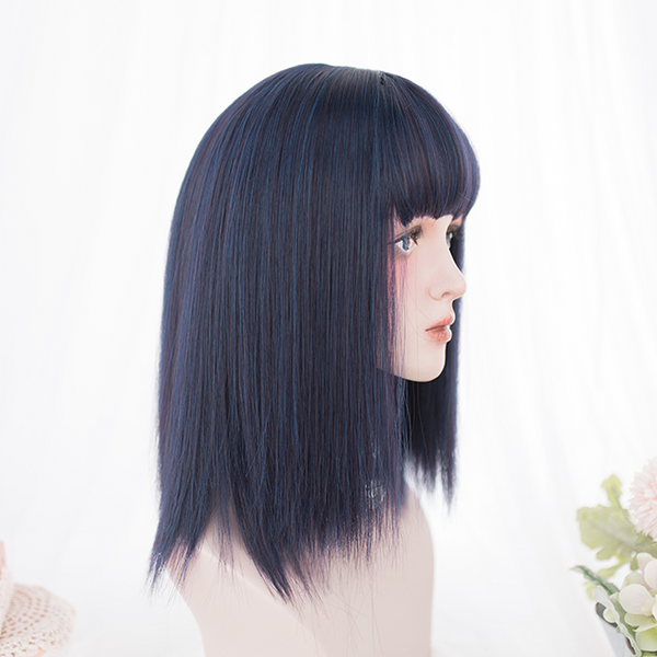 Lolita black blue wig yc22769