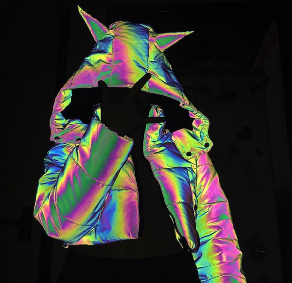 Hip hop laser reflective little devil coat yc22777