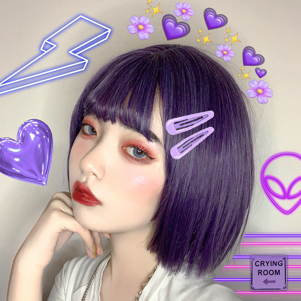 Harajuku Purple Short Hair Wig yc22800