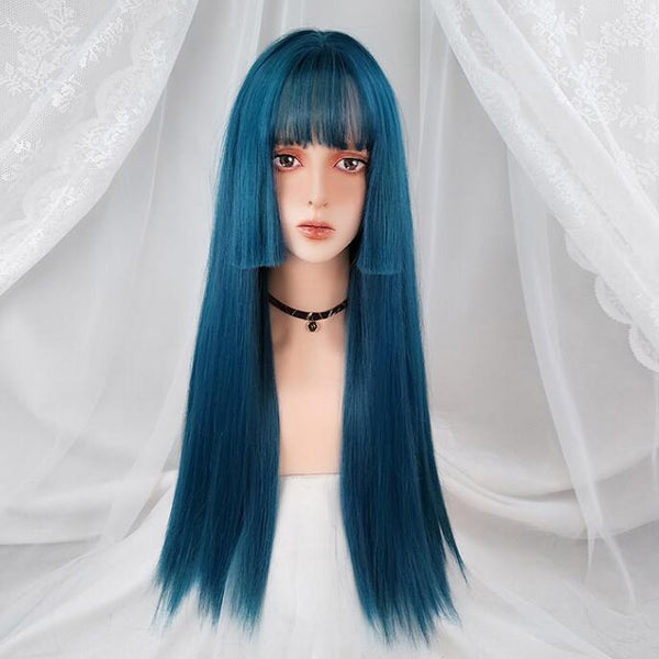lolita blue air bangs wig yc22828