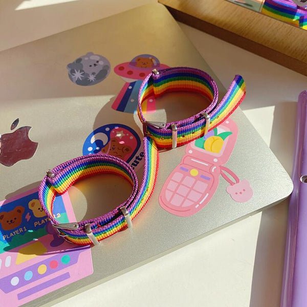 Japanese style rainbow braided bracelet yc23296