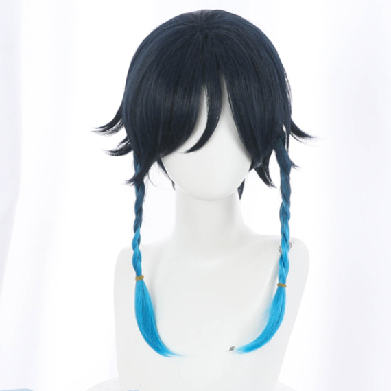 Genshin Impact black blue cosplay wig YC23893