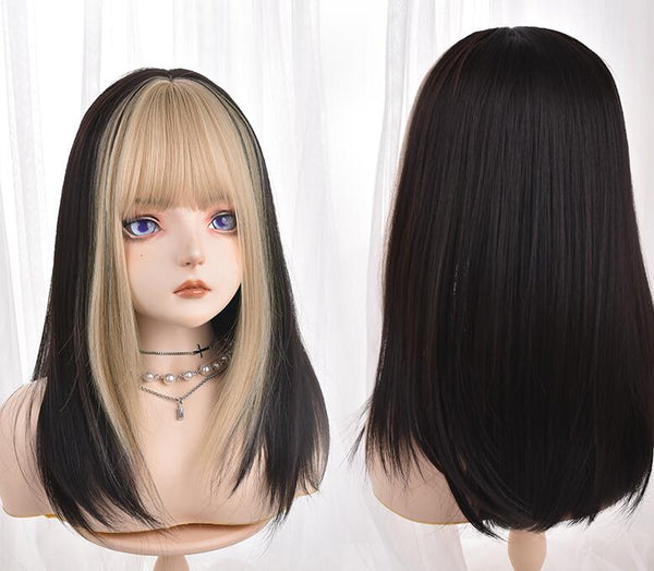 lolita black blonde wig YC23916