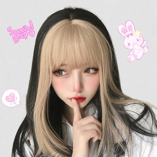 lolita black blonde wig YC23916