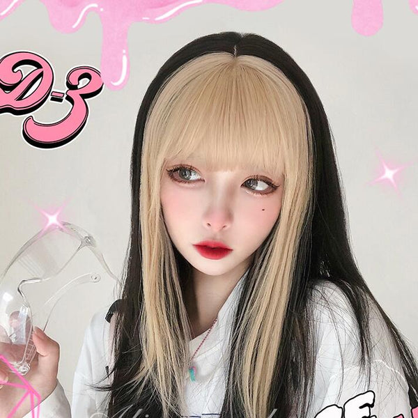 lolita black blonde wig YC23916