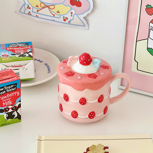 Cute strawberry cake ceramic cup yc50125