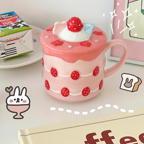 Cute strawberry cake ceramic cup yc50125