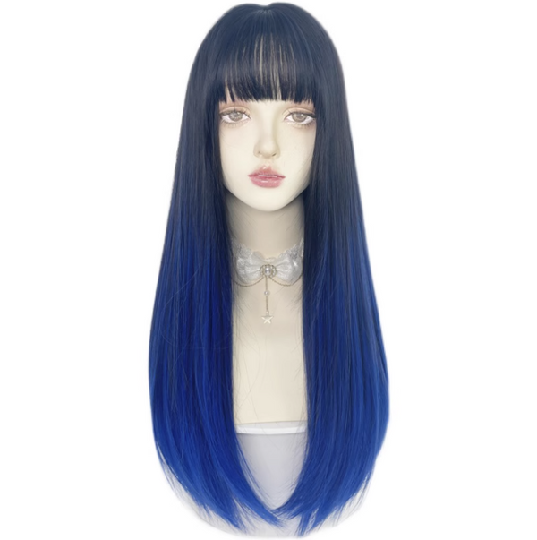lolita black gradient blue wig yc50236