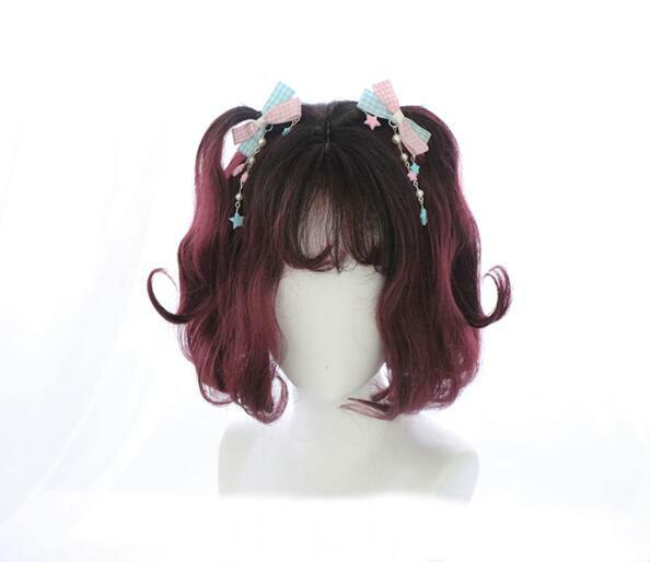 Burgundy Mixed Curly Short Wig YC40006