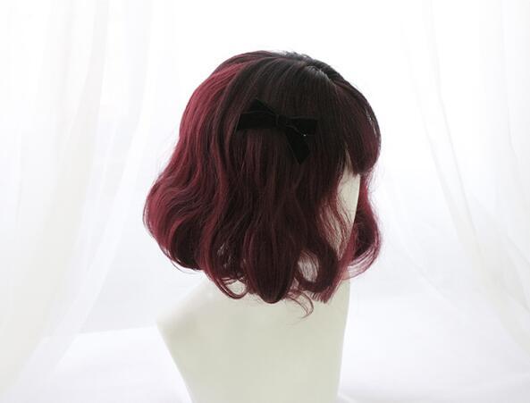Burgundy Mixed Curly Short Wig YC40006