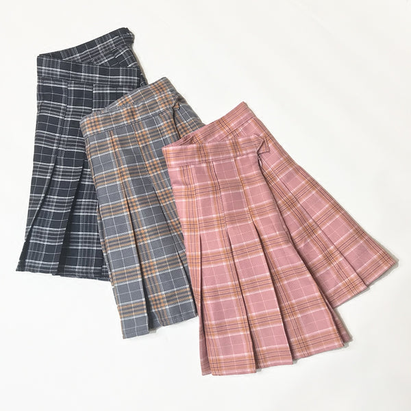 Lolita College style high waist plaid skirt   YC21399