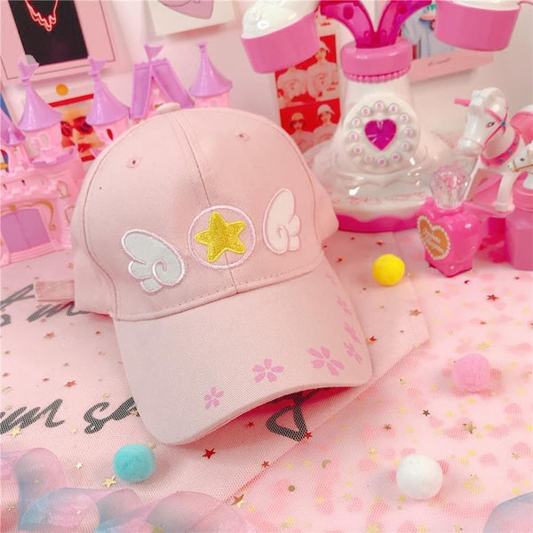 Cardcaptor Sakura Pink Winged Star Embroidered Baseball Cap  YC30013
