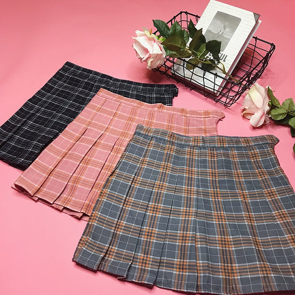 Lolita College style high waist plaid skirt   YC21399