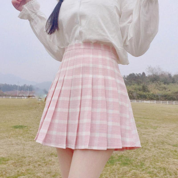 Lolita high waist plaid skirt   YC21398