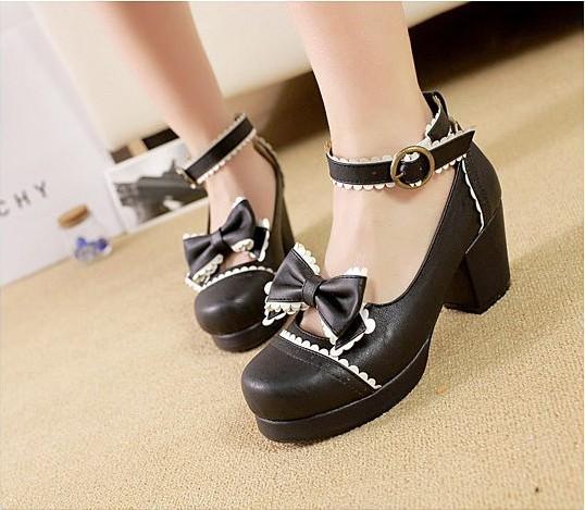 lolita bow tie strap high heel shoes YC30040