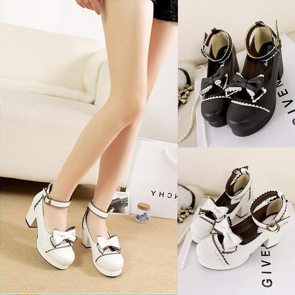 lolita bow tie strap high heel shoes YC30040