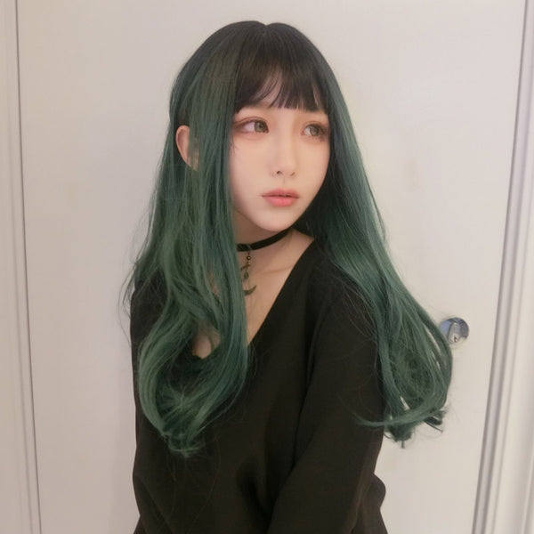 Cute green black gradient wig yc20661