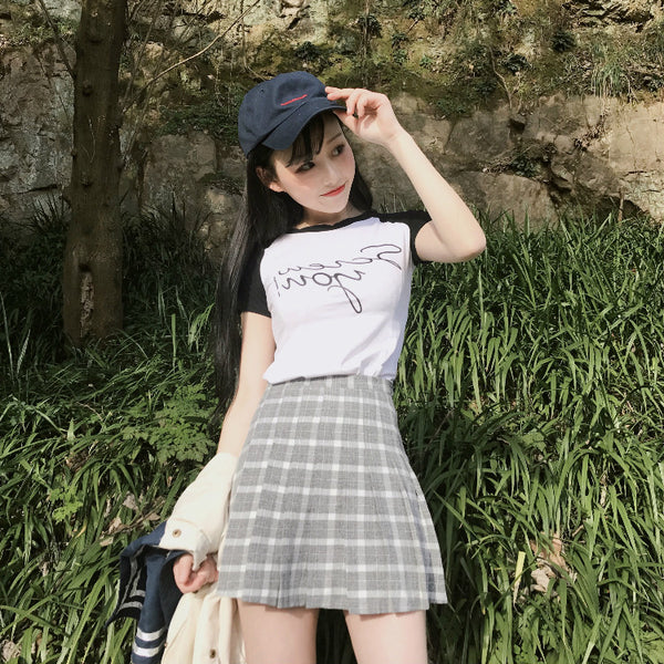 Lolita high waist plaid skirt YC21398 – anibiu