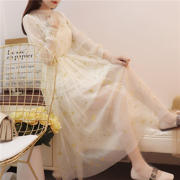 Starry long sleeve dress yc22770