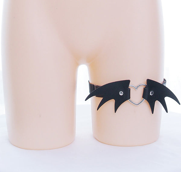 Harajuku leather bat love heart ring YC20188