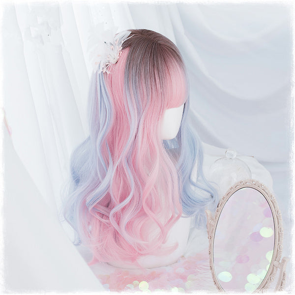 Harajuku lolita blue pink gradient COS wig YC20251